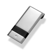 Stainless Steel & Black IP Finish Money Clip W/.005pt CZ